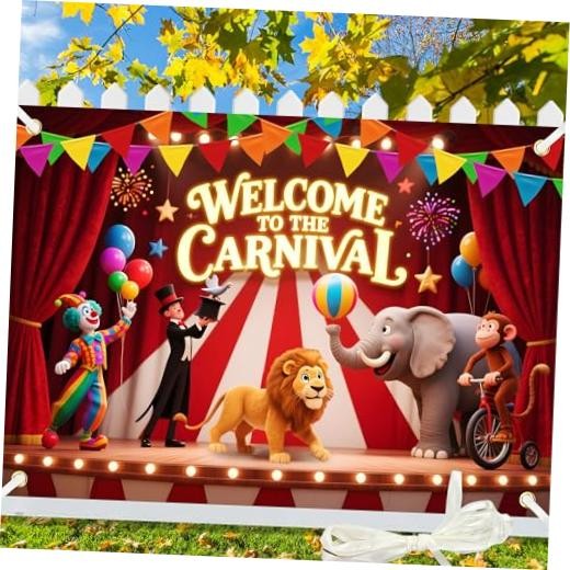 Large Backdrop 7x5Ft Theme Party Decorations Welcome to The 7X5 FT Carnival