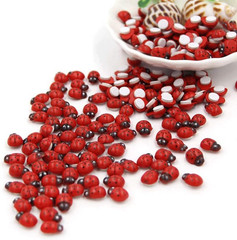 100-Pack Wooden Ladybug Stickers, Self-Adhesive Realistic 3D Decor for DIY Craft