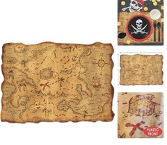 Vintage Pirate Treasure Map Decoration 18”x12” Ready-to-Display Accessory. NEW
