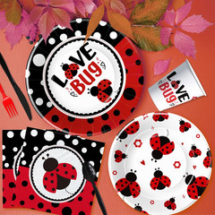 Ladybug Birthday Party Decorations Tableware, Ladybug Party Supplies Girl for Bi