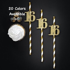16th Birthday Party Straws (SET OF 12) 16th Birthday Decoration Favor Supplies