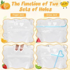 Reusable Clear Drink Pouches Plastic Pouch Straw Bag Juice Party Festival Picnic