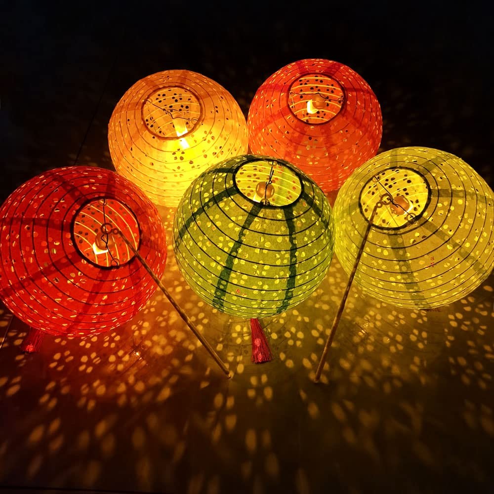 Hanging Paper Lanterns with LED Lights Chinese Japanese Party Decorations