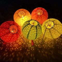 Hanging Paper Lanterns with LED Lights Chinese Japanese Party Decorations