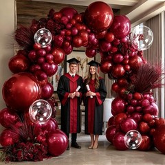 Red Balloons Double Burgundy Ruby Red Balloon Garland Kit Wine Maroon Balloon…