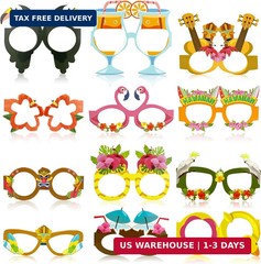 Pool Party Decorations – 12 PCS Hawaiian Theme Paper Eyeglasses for Tropical Bea