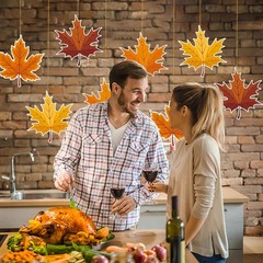 Fall Thanksgiving Hanging Swirls Maple Leaf Foil Ceiling Decor Party 8 PCS