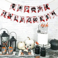 Halloween Banner Decorations Hanging Backdrop Garland For Indoor Outdoor Red …
