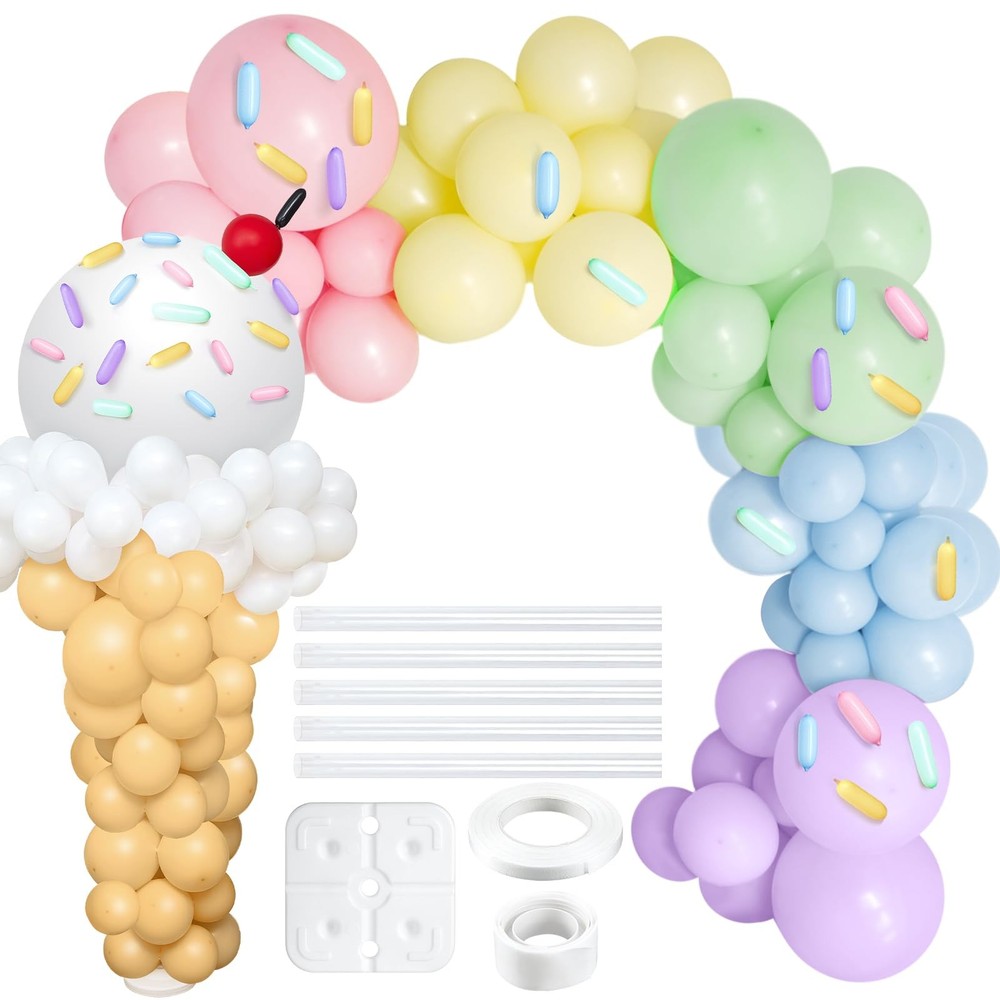 330 Pcs Ice Cream Party Decorations Ice Cream Balloon Garland Kit Pastel Ball…