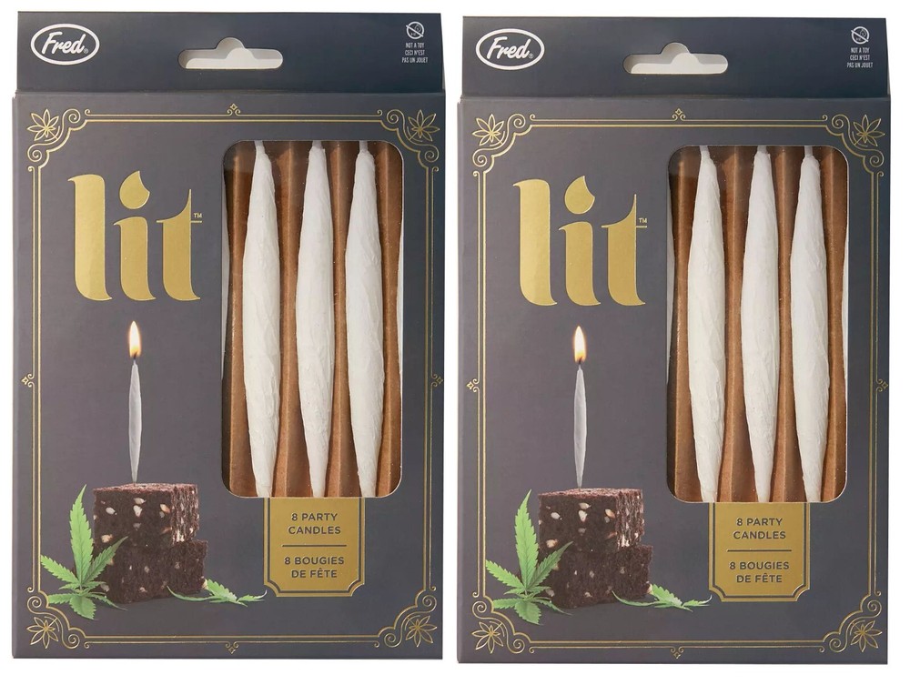 2 Pkgs Fred Lit Rolled Doobie Joints Birthday Party Celebration Candles Set