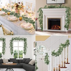 Artificial Willow Leaves Vine Twigs 2Pcs 5.7Ft Fake Hanging Ivy Plants Silk