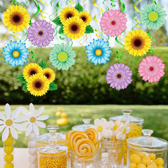 30PCS Spring Summer Hanging Decorations Set Sun Flowers Autumn Daisy Fairy Birth