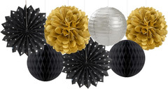 Black Gold Silver Party-Decorations Streamers-Lanterns – 14Pcs Graduation 2026 P