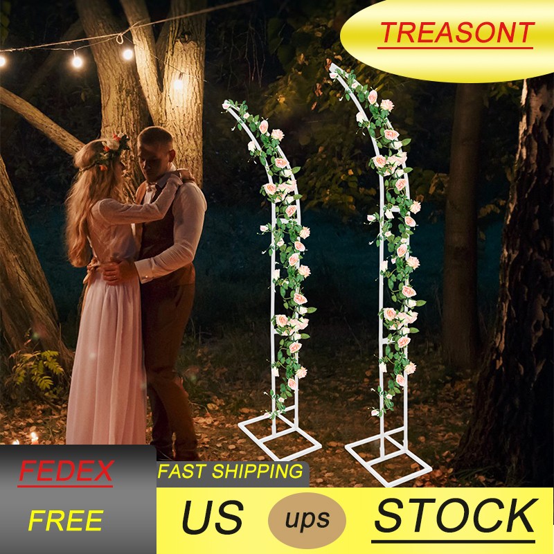 Set of 2 Metal Wedding Arch Backdrop Flower Stand Balloon Stand Party Event Deco