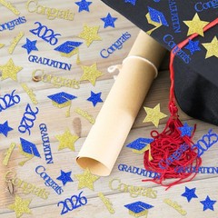 200 PCS Blue And Gold 2026 Graduation Confetti Party Table Decor Supplies