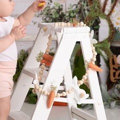 1 Meter Easter Atmosphere Decoration with Wooden Beads and Playful Design