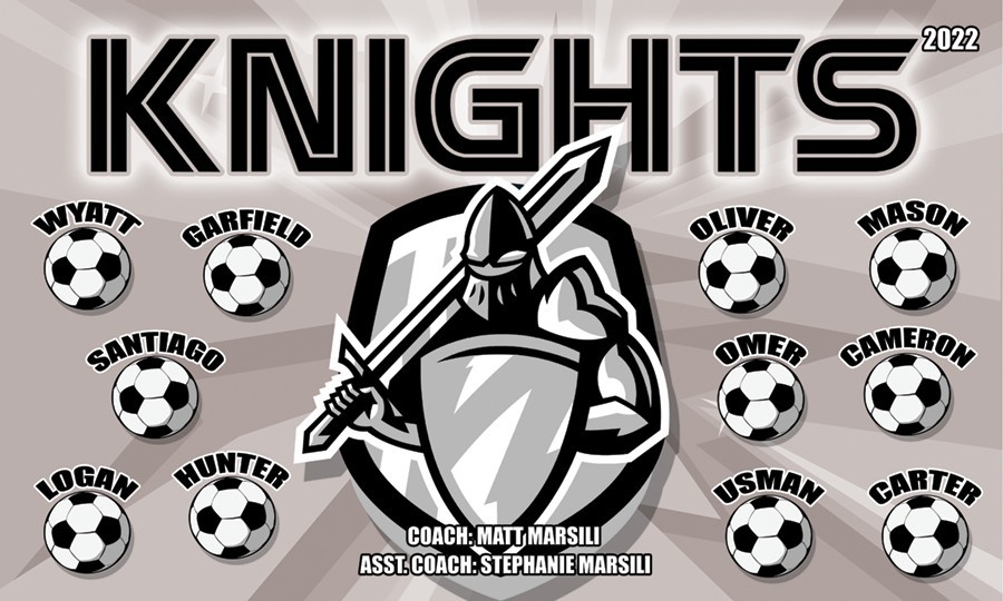 KNIGHTS – Soccer Team Banner – (3ft x5ft) Your Team Name and Custom Design