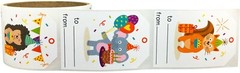 Animal Happy Birthday Adhesive Gift Tags Stickers | 2 x 3″ Inch | 50 Per Roll