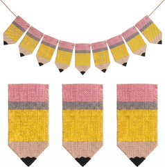 Rustic Pencil Banner Back to School Decor 6.56 Ft Burlap Banner Welcome Back to