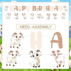 Goat Birthday Decorations, Goat Theme Happy Birthday Banner Farm Animals Theme G