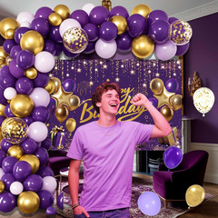 Purple and Gold Birthday Decorations for Women,Party Supplies with Happy Birthda