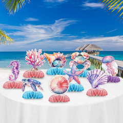 Mermaid Party Decorations, 12 Pcs Ocean Theme Table Decoration Set with under t