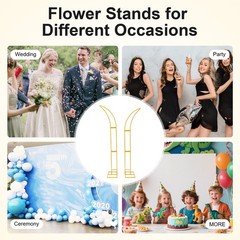 2Pcs Metal Wedding Arch Backdrop Flower Stand Balloon Stand Party Event Decor