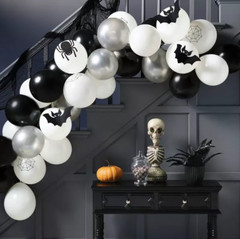 Spiders and Webs Halloween 30 Arch Balloons – Hyde & EEK!, Black Silver White