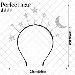 8 Pcs Star Moon Headband Silver Party Decor Hair Hoop Costume Accessories for…