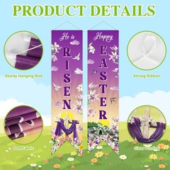 Easter Door Banner Set of 2, He Is Risen Banner Sign, Happy Easter Religious …