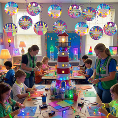 Relithick 24 Pack 2026 VBS Hanging Decorations Illumination Themed Spiral Swirl