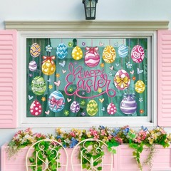 9 Sheets Easter Window Clings Colorful Easter Egg Flowers Window Stickers Double