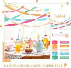 Ultimate Party Decoration: 5 Rolls of Rainbow Crepe Streamers for Every Occasion