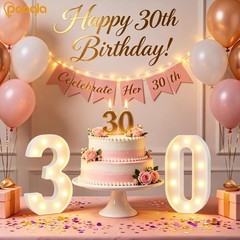Marquee Number 30 Light Up Decor 12.6 Inch for Birthday Anniversary Celebration