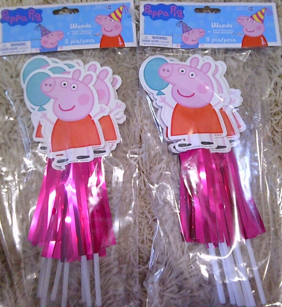 2 NEW packs PEPPA PIG birthday party wands 8 ct each party favors