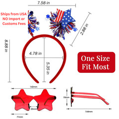4 PCS Patriotic 1E+1 cm (width) x 15 (length) x 2 (height), Multicolor