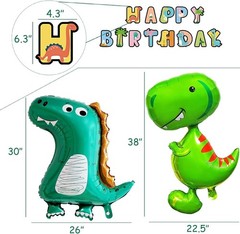 Complete Dinosaur Theme 4th Birthday Party Set: Banners & Balloons Galore