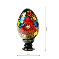 Petrykivka Wooden Easter Egg | Hand-Painted Ukrainian Pysanky (130 mm) 03-012