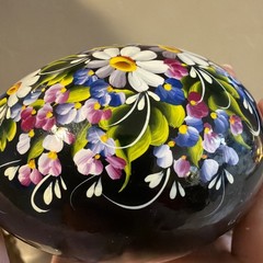 Ukrainian Petrykivka Wooden Easter Egg | Hand-Painted Pysanky (?) Floral