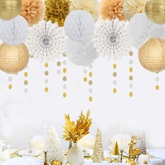 White Gold Party Decorations Streamers – 14pcs Christmas Wedding Engagement L…