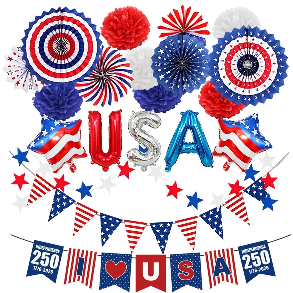 RYAOLFLY America 250 Decorations,4th of July Decorations B Red White Blue