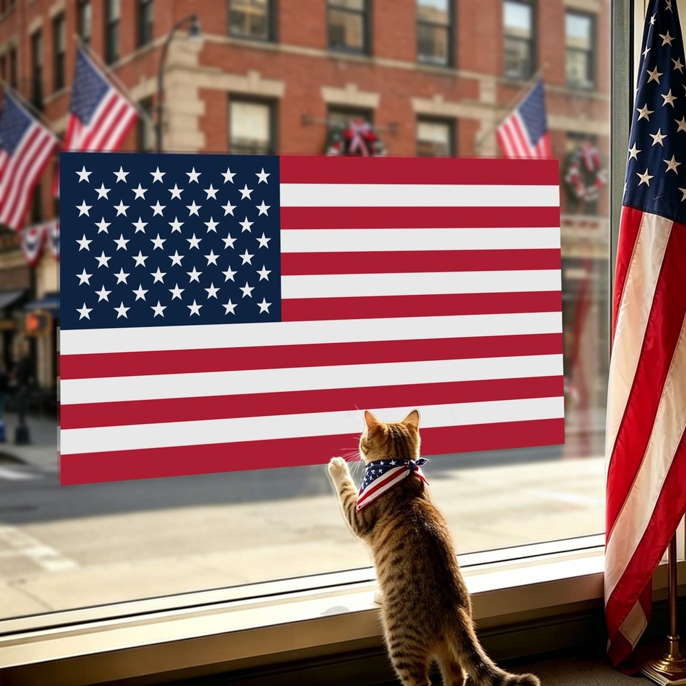 American Flag Window Cling Decal 4th of July 250th Anniversary Double Sided Stat