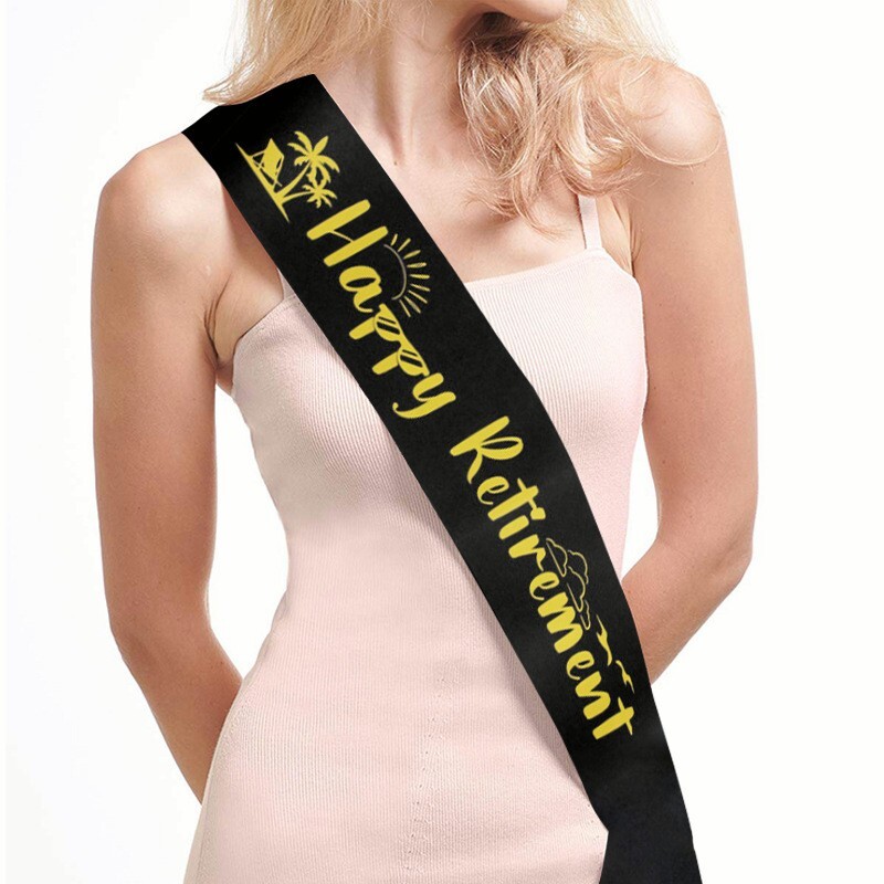 Happy Retirement Shoulder Strap Sash Party Wear Fancy Dress Nice Design Quality
