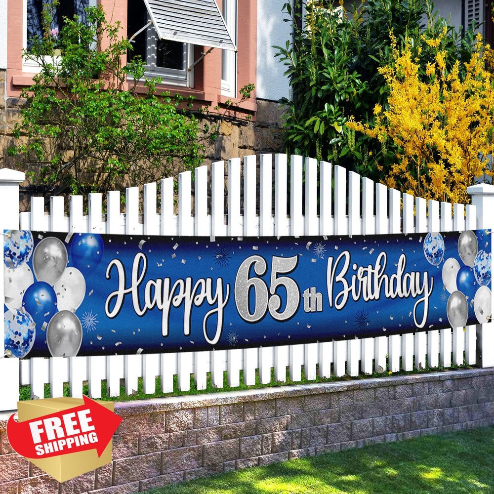 Nelbiirth 65th Birthday Banner Blue Silver