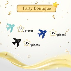100 PCS Blue, Black Glitter Airplane Confetti, Plane Table Scatter,Boys Birthday