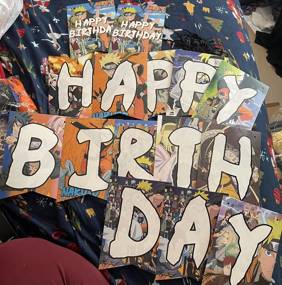 Anime Naruto Birthday Party Decorate Supplies Set，Banner Balloons Cake Toppers