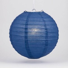 16″ Navy Blue Round Paper Lantern, Even Ribbing, Chinese Hanging Wedding & Party
