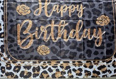 Leopard Print Happy Birthday Banner Backdrop ~71″ x 47″ New Black & Gold Party.