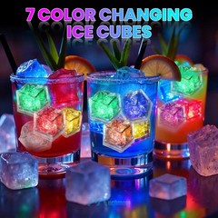 Liquid Activated LED Ice Cubes for Mojito Cocktails Drinks Multi-Color Changing