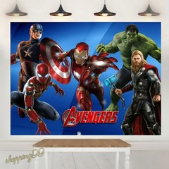 Superheroes Avengers Poster Backdrop Boy Birthday Party Photo Background Banner